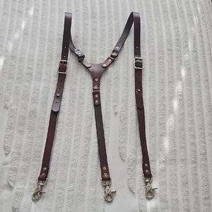 Classic Dark Brown Leather Suspenders
